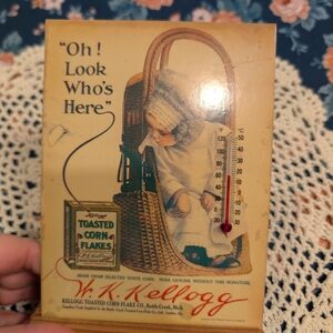Vintage Kellogg's Corn Flakes Thermometer With Stand Works!